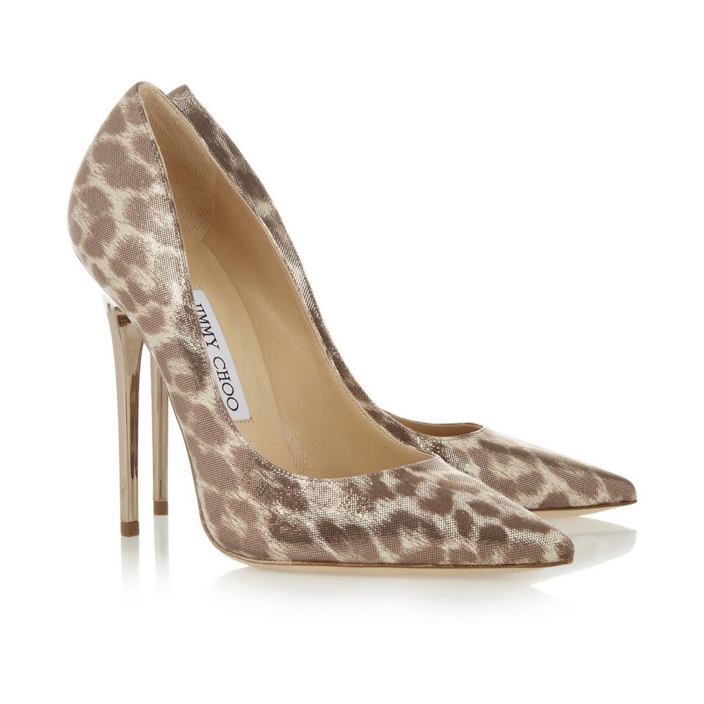 JIMMY CHOO METALLIC LEOPARD PRINT 'ANOUK' PUMPS